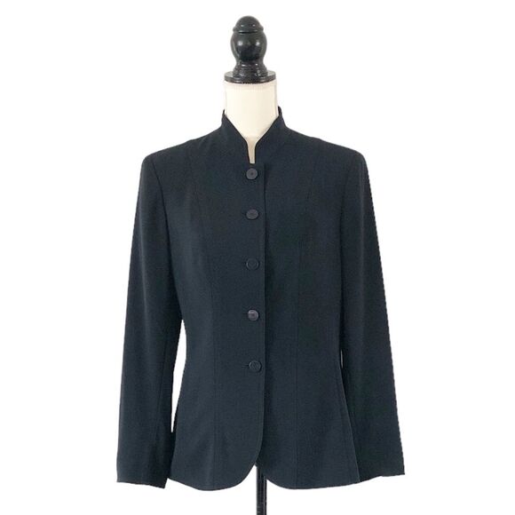 Jones New York Women’s Midnight Navy Blue Ribbed Mandarin Collar Jacket Size 10 - Picture 2 of 11